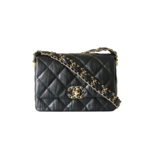 [프리미엄/해외배송]샤넬 19백 골드 스트랩 스몰 백(블랙/금장/카프스킨)