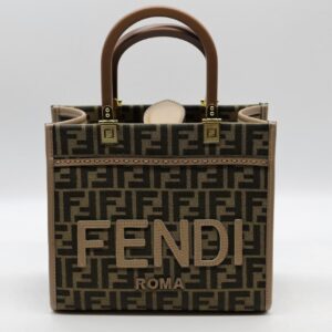 [국내배송]펜디 선샤인 스몰 쇼퍼백 브라운 자가드 패브릭 체스트넛