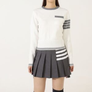 [국내배송]톰브라운 저지 스티치 코튼 콘트라스트 포인텔 티핑 4-바 풀오버