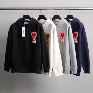 [국내배송]아미 빅하트패치 코튼 후드티