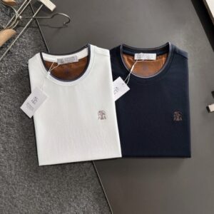 [국내배송]브루넬로 쿠치넬리 2025SS 자수로고 스티치포인트 티셔츠