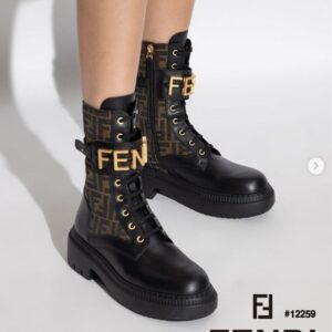 [국내배송]팬디 정품 풀박스구성 블랙 가죽 바이커 부츠