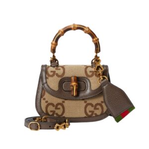 [프리미엄/해외배송]구찌 뱀부 1947 미니 탑 핸들백(GG점보/브라운)